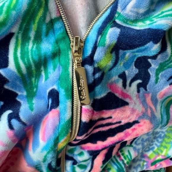 Lilly Pulitzer Girls Bringing Mermaid Back Velour Zip Jacket Resort Top XL 12 - Picture 5 of 6